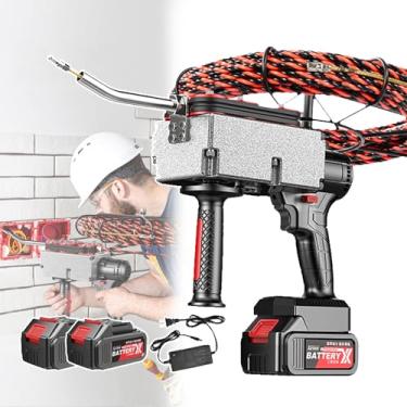 Imagem de KKSOUFX Passador De Fios Para Tubos AtravéS Da Parede,MáQuina De Passagem De Fios Para InstalaçõEs EléTricas Em Paredes,MáQuina De Passagem De Fios EléTrica Sem Fio Com Bateria De LíTio,40 M/Min
