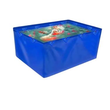 Imagem de Revestimentos flexíveis de PVC 450GSM para peixes e carpas de água salgada, tanque de retenção temporária de 2,9 x 2,9 m com anéis de fixação - Piscina azul durável para peixes grandes
