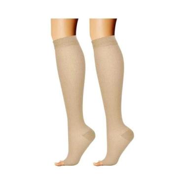 Imagem de Meias De Compressão Unissex Até O Joelho Com Pressão Graduada E Ponta 