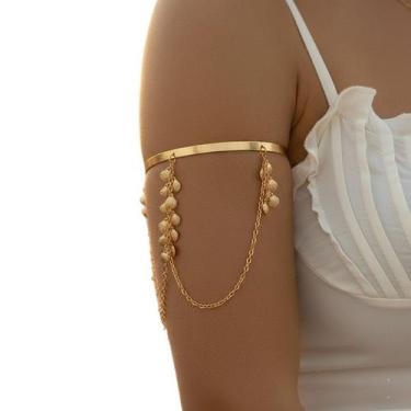 Imagem de Bracelete Dourado Pingentes de Conchas Correntes Decorativas - anjo da