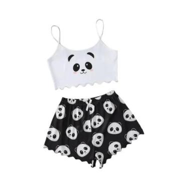 Imagem de Conjunto De Pijamas Sem Mangas Com Estampa De Vaca Para Mulheres, 2 Pe