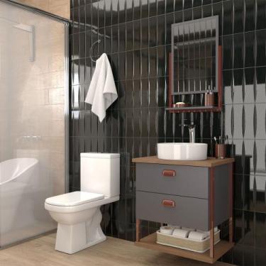 Imagem de Armário de Banheiro Cielo 60cm 2 Gavetas C/ Espelheira 100% Mdf Titani