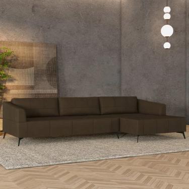 Imagem de Sofá 4 Lugares 306cm com Chaise Direito Eko Couro Capuccino Z55 - Mpozenato