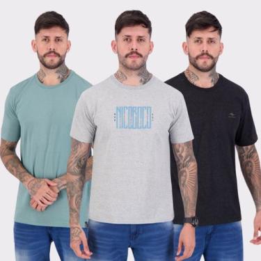 Imagem de Kit 03 Camisetas Nicoboco Cinza Preta e Verde, M