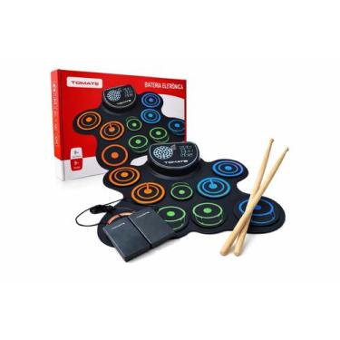 Imagem de Bateria Digital Portátil Bateria Eletrônica Roll-Up 9 Pads com USB MID