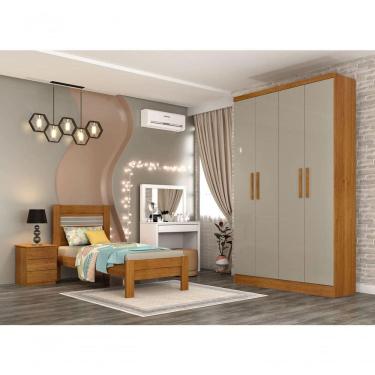 Imagem de Guarda Roupa Solteiro 4 Portas 2 Gavetas - Amsterdam-cinamomo-off White - Tcil Móveis