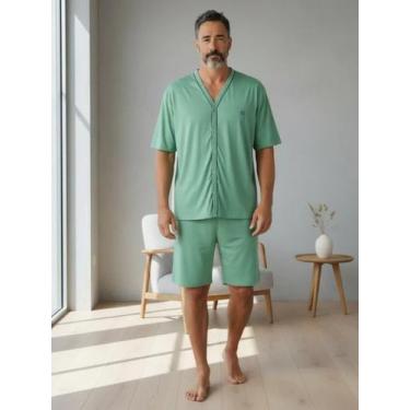 Imagem de Produto Pijama Masculino com Botões Pós Cirúrgico Manga Curta Bermuda 