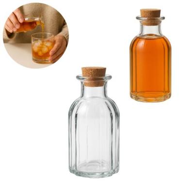 Imagem de Mini Garrafa de Vidro 130ml com Tampa Rolha Luxo - Lyor