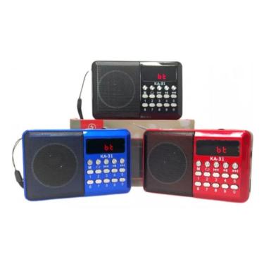 Imagem de Rádio Retrô Bluetooth OEM KA-31 com Rádio FM Display LED Potência 3W Bateria Recarregável Conectividade 5.0 Preto