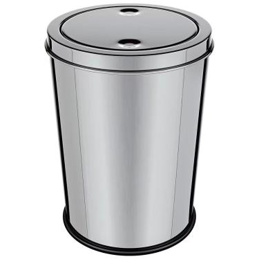 Imagem de Lixeira Euro Design 5L em Aço Inox com Tampa Basculante e Base Antiderrapante Inox