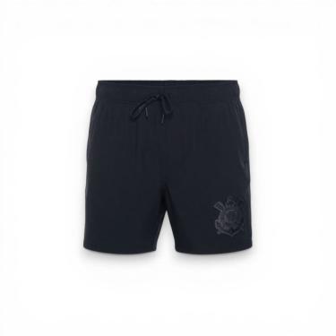 Imagem de Bermuda Corinthians Impermeável All Black Bolso Com Zípe