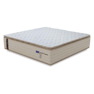 Imagem de Colchão Casal Probel Molas Ensacadas Pillow Top 138x188x30cm Guarda Costas Genova Branco/bege