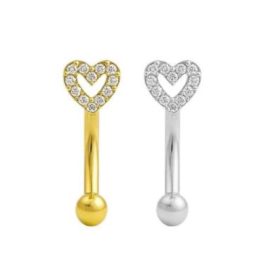 Imagem de Piercing Curvo Cravejado Invertido Titânio G23 Ouro PVD Cor:Dourado - 