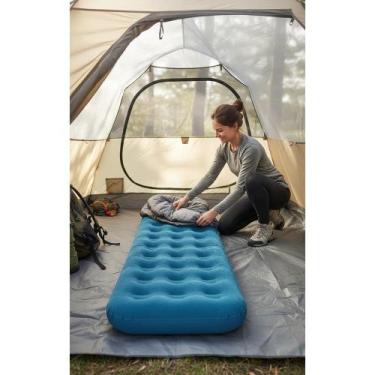 Imagem de Colchão inflável solteiro com bomba embutida azul escuro - Congratulat