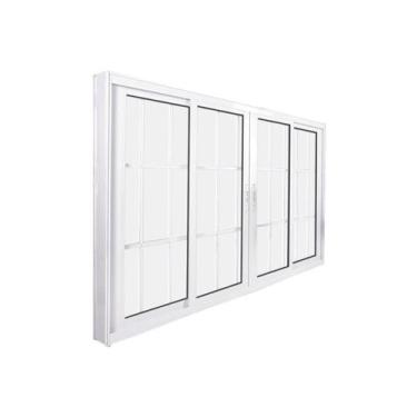 Imagem de Janela de Correr Abertura Central Premium 4 Folhas com Grade Vidro Lis