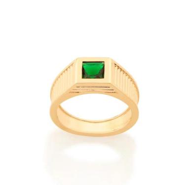 Imagem de Anel Rommanel Formatura Masculino com Cristal 512856, 32, Verde