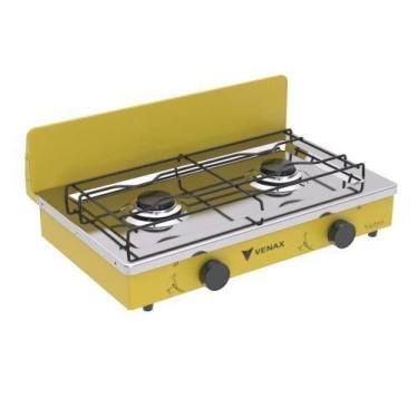 Imagem de Fogão Portatil de Bancada a Gas Venax  2 Bocas  Amarelo