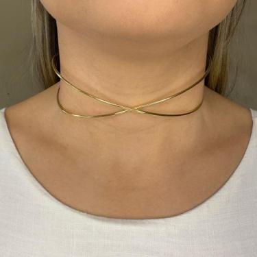 Imagem de Colar Choker Aro em X Banhado em Ouro 18k - Anastásia Joias