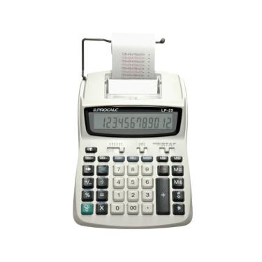Imagem de Calculadora de Impressão Procalc LP25 Bivolt 12 Dígitos Visor Grande Bicolor Branco