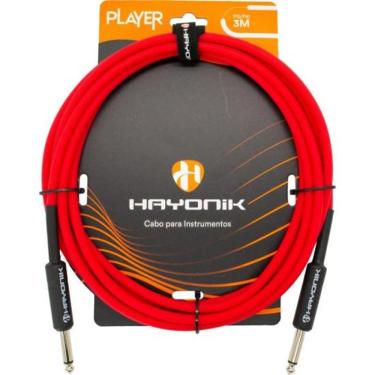 Imagem de Cabo para Instrumento Player P10 X P10 3m com Conectores Niquelados Vermelho Hayonik