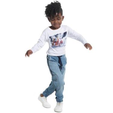 Imagem de Calça jogger infantil jeans com faixas laterais masculina sun place re