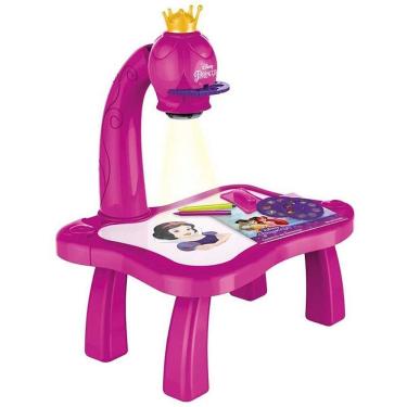 Imagem de Mesa Projetora de Desenho Princesas Disney 2 em 1 com 24 Imagens Rosa Multikids