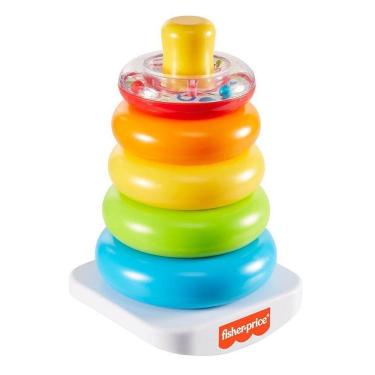 Imagem de Brinquedo Educativo Pirâmide de Argolas Fisher Price com Chocalho Desenvolve Coordenação Mattel