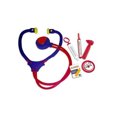 Imagem de Kit Médico Infantil Maleta Doutor Brincando de Profissões com 6 Peças Azul Pica Pau Brinquedos