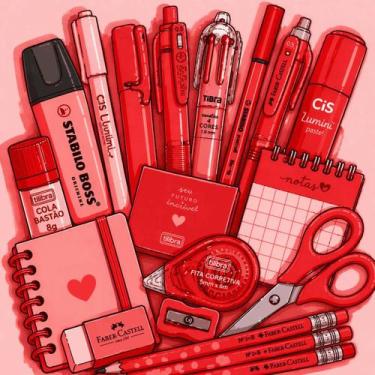 Imagem de Kit 15 itens de Papelaria - Monocromático Sortidos - - Nuvem Rosa, Ver