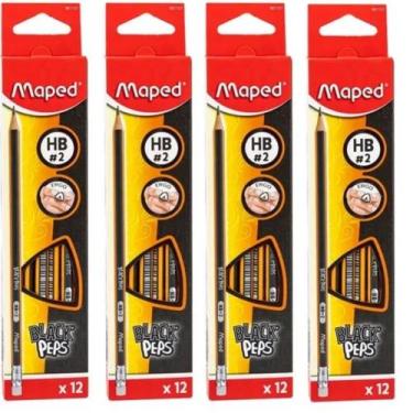 Imagem de Lapis Preto Triangular Com Borracha Modelo Black Peps Hb2 Maped, 48