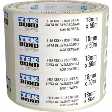 Imagem de Fita Crepe Tek Bond 18X50M - Kit C/5 RL - TEKBOND