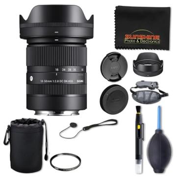 Imagem de Sigma Lente contemporânea 18-50 mm f2.8 DC DN para Sony E com pacote Sunshine Photo Deluxe - 4 anos de garantia do fabricante dos EUA