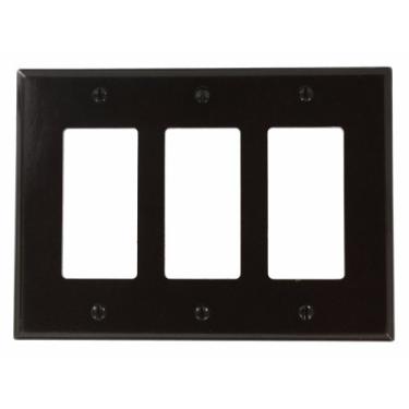 Imagem de Leviton 80611 3-Gang Decora tamanho intermediário, placa de plástico suave, marrom