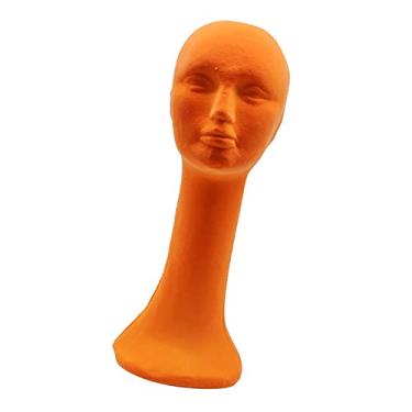 Imagem de Peruca de Pescoço para Mulheres Exibição de Cabeça de Espuma Modelo Suporte Manequim para Chapéus Cachecol Leve DIY fotògrafo Adereços, laranja