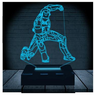 Imagem de Luminária Led Abajur  3D  Homem De Ferro Marvel Heroi 5 - Rb Criações