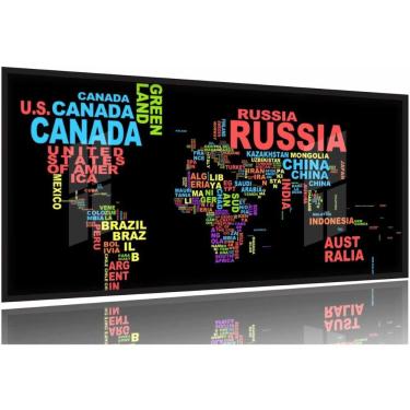 Imagem de Quadro Decorativo Mapa Mundi letras 130x60 Moldura Preta 2x2