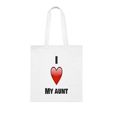 Imagem de Sacola I Love My Aunt (Eu amo minha tia) presente para tia, bolsa de ombro tia, bolsas reutilizáveis, presente para tia da filha favorita, filho e filhos, Branco