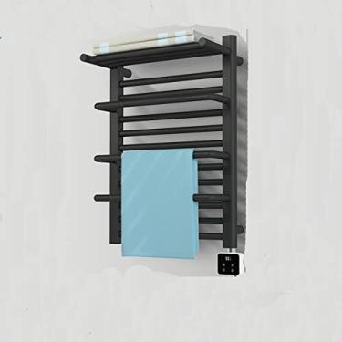 Imagem de Toalheiro inteligente doméstico aquecimento elétrico secagem liga de alumínio banheiro banheiro aquecimento de temperatura constante, preto