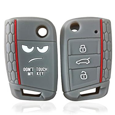 Imagem de CSHU Porta-chaves da capa do carro Porta-chaves Porta-chaves Bolsa-chave, adequado para assento Ibiza Leon 5f Ateca FR Skoda Octavia A7 Fabia Vw T-Roc 2020 Golf 7, cinza