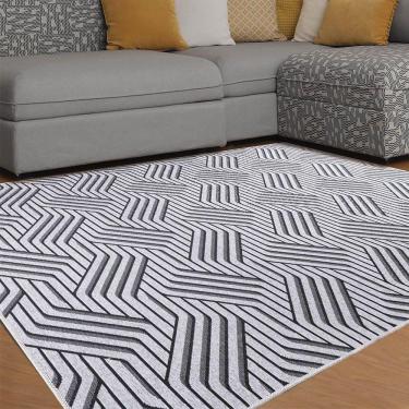 Imagem de Tapete Sala Quarto Funcional Azulejo 1,00 X 1,50 Cinza-51