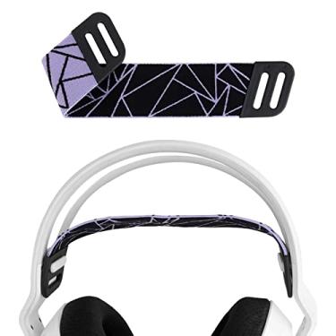 Imagem de Geekria Faixa de cabeça de tecido de malha compatível com Logitech G733, G335, G535 para fones de ouvido, peça de reparo (preto/roxo)