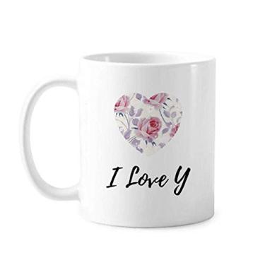 Imagem de Caneca de cerâmica com desenho de rosa rosa e porcelana para café