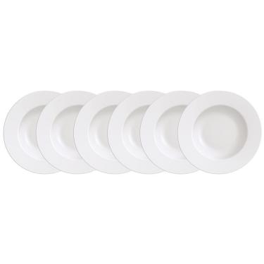 Imagem de Conjunto com 6 Pratos Rasos Tramontina Maria Augusta em Porcelana 27 cm - Branco