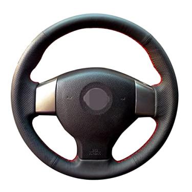 Imagem de Capa de volante de carro de couro preto costurado à mão para carro DIY, para Nissan Tiida 2004-2010/Sylphy 2006-2011/Versa 2007-2011