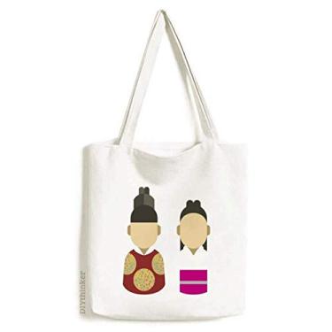 Imagem de Bolsa de lona tradicional coreana para príncipe e princesa, bolsa de compras casual