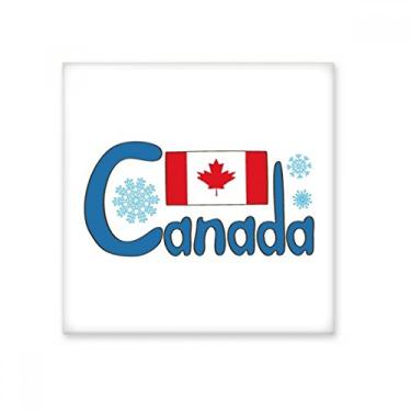 Imagem de Bandeira nacional do Canadá Azulejo de cerâmica com padrão azul brilhante Decalque de pedra adornada de tijolos esmaltados