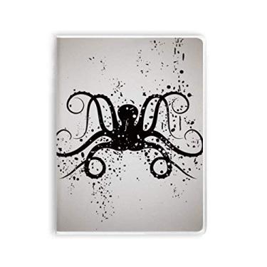 Imagem de Caderno de ilustração de vida marinha polvo preto capa de goma diário capa macia