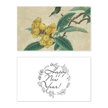 Imagem de Boneco de pena bordado Loquat Pintura chinesa Ano Novo Festival Cartão de felicitações Mensagem Abençoada Presente