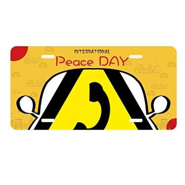 Imagem de DIYthinker Símbolo de aviso amarelo preto placa de carro decoração Dia da Paz