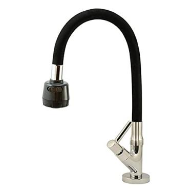 Imagem de Torneira Cozinha Mesa Tubo Gourmet Duplo Jato 1/4v Cor:Preto